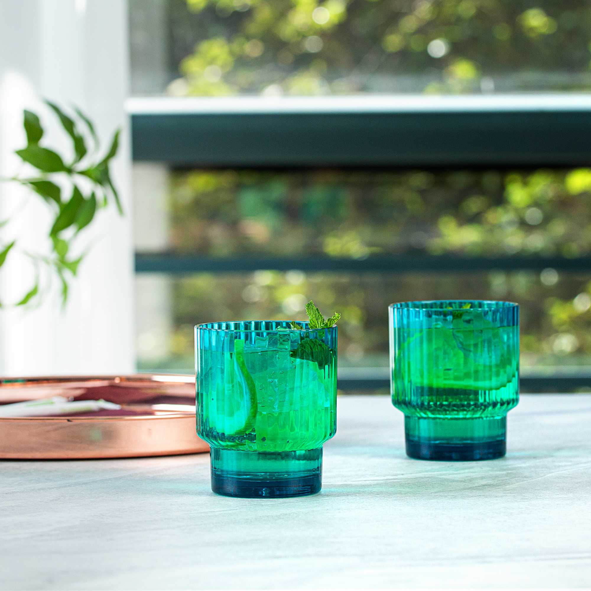 Bev Tek 11 oz Blue SAN Plastic Tumbler - Stackable - 6 count box