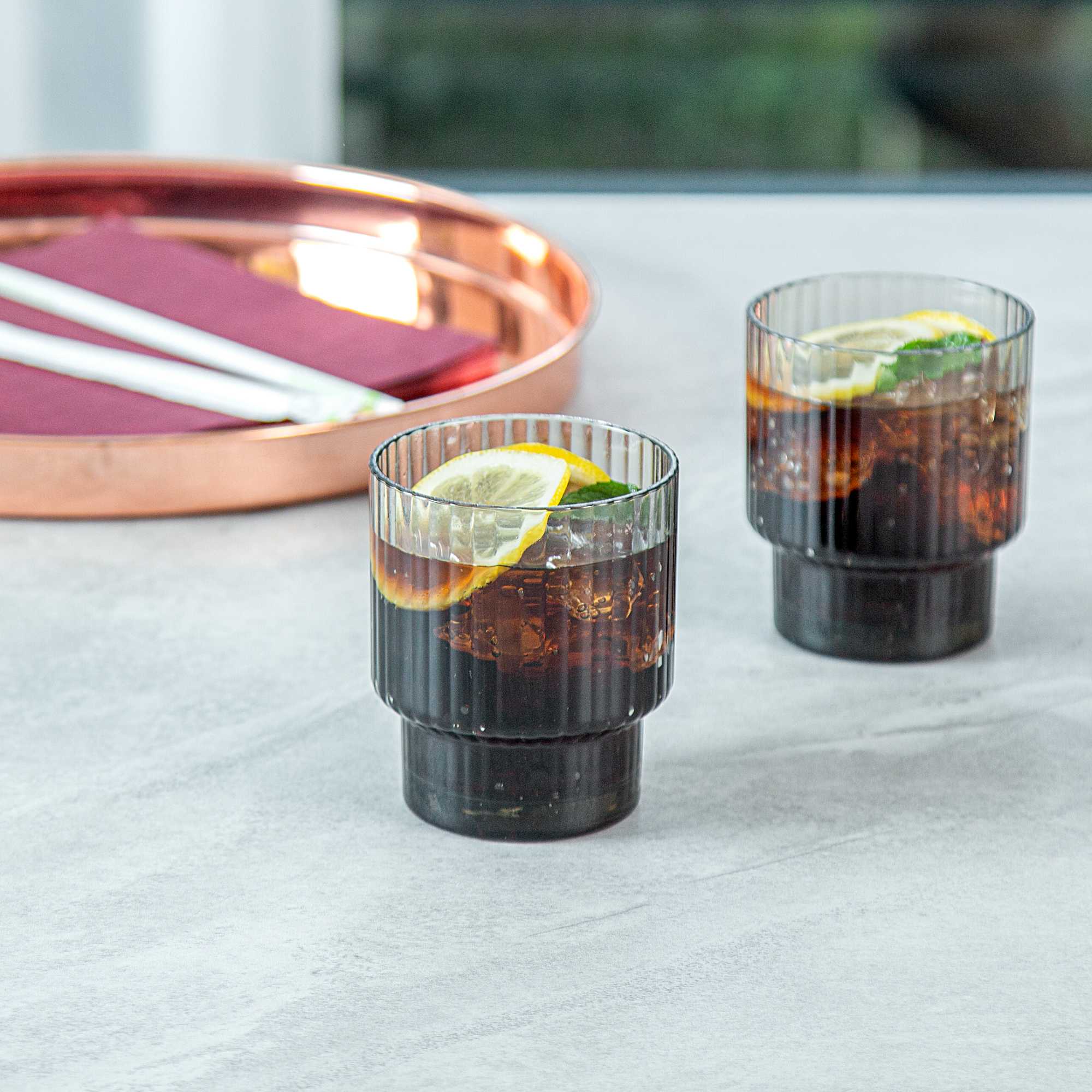 Bev Tek 11 oz Gray SAN Plastic Tumbler - Stackable - 48 count box