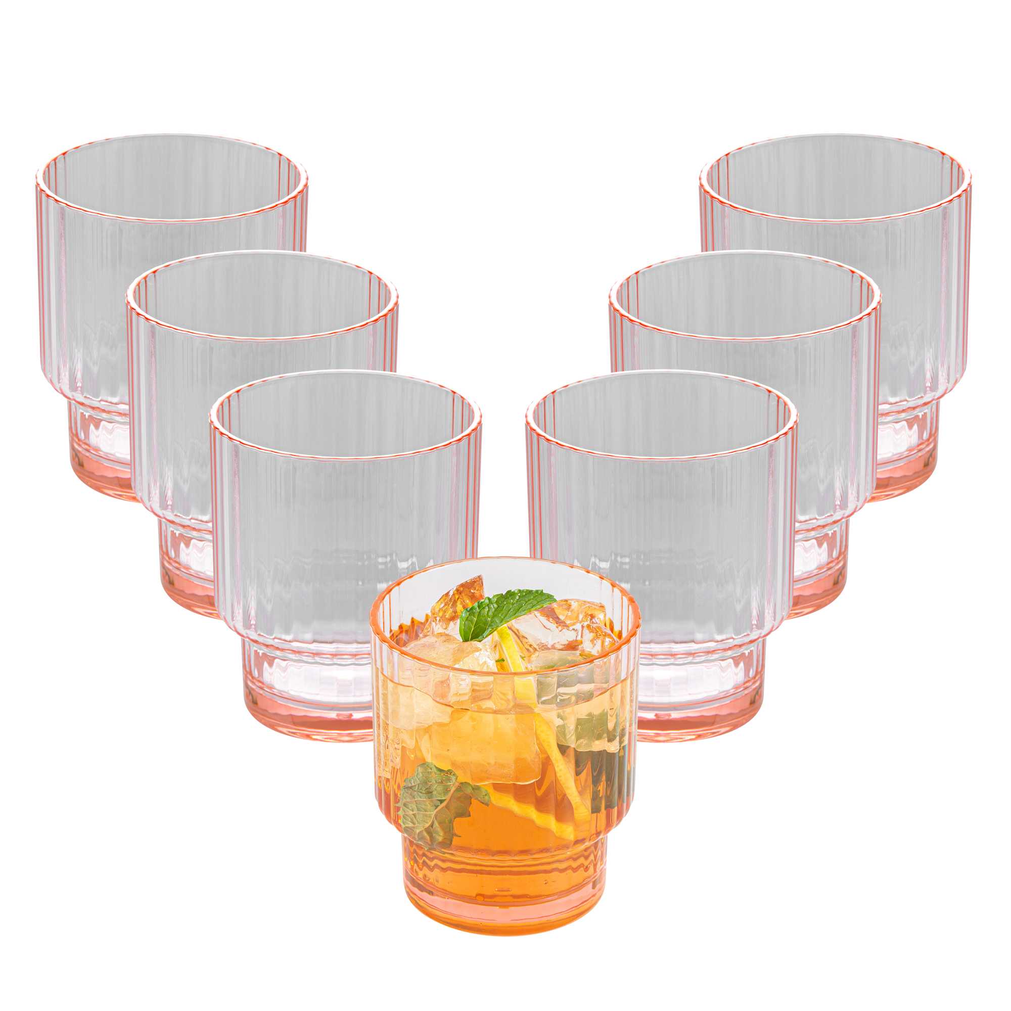 Bev Tek 11 oz Pink SAN Plastic Tumbler - Stackable - 48 count box