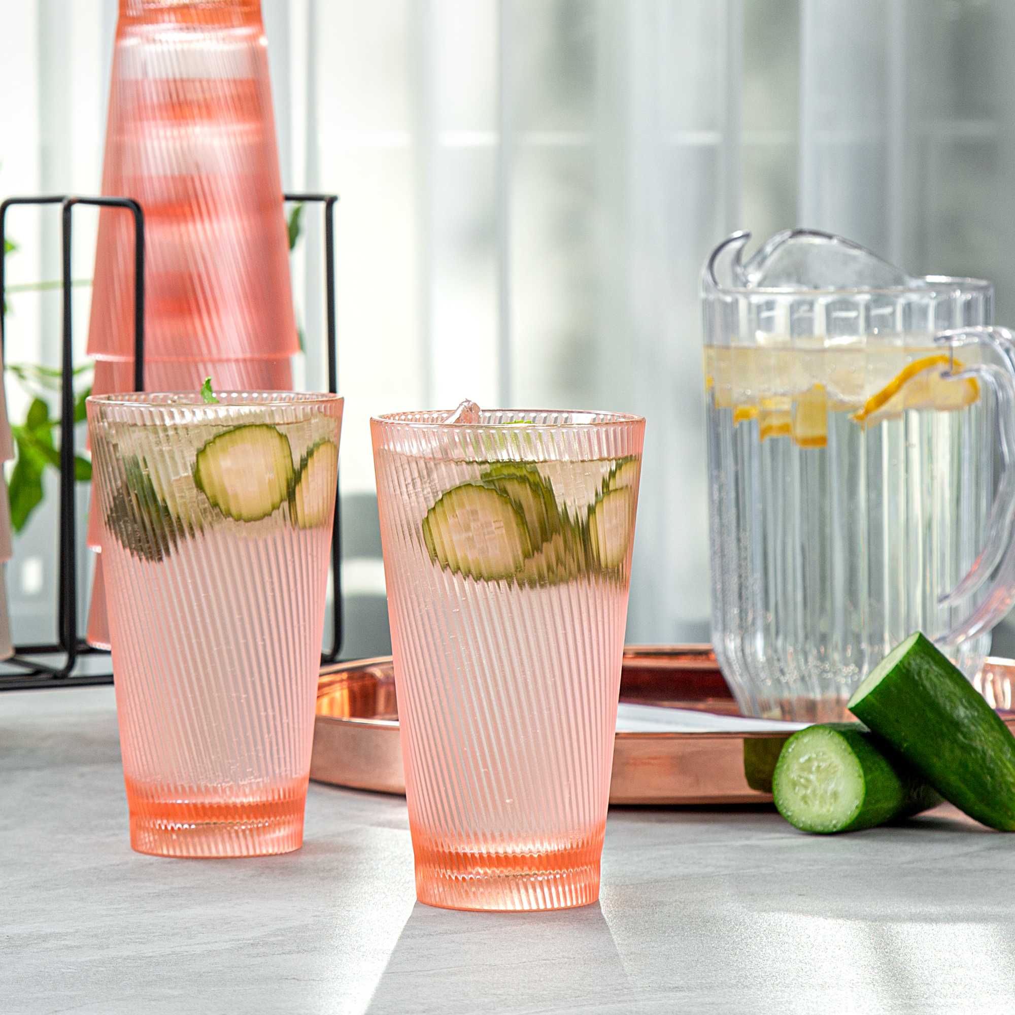 Bev Tek 16 oz Pink SAN Plastic Tumbler - 48 count box