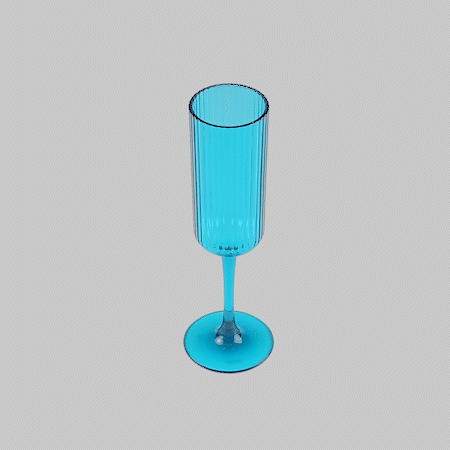 Bev Tek 6 oz Blue SAN Plastic Champagne Flute - 6 count box