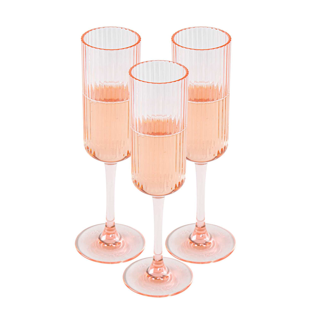 Bev Tek 6 oz Pink SAN Plastic Champagne Flute - 6 count box