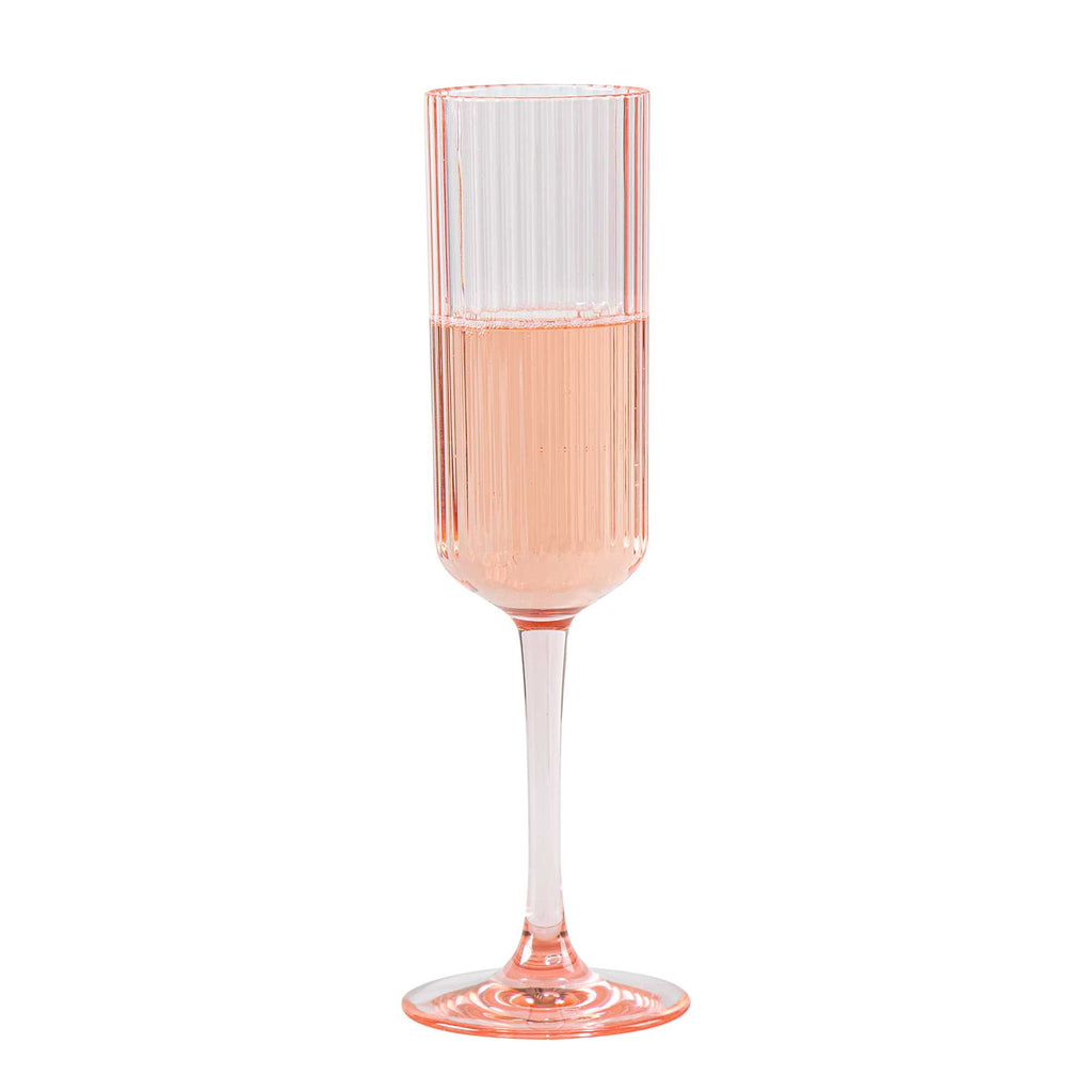 Bev Tek 6 oz Pink SAN Plastic Champagne Flute - 6 count box