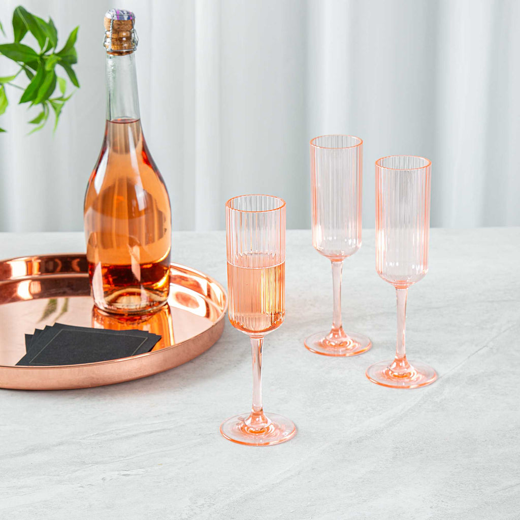 Bev Tek 6 oz Pink SAN Plastic Champagne Flute - 6 count box