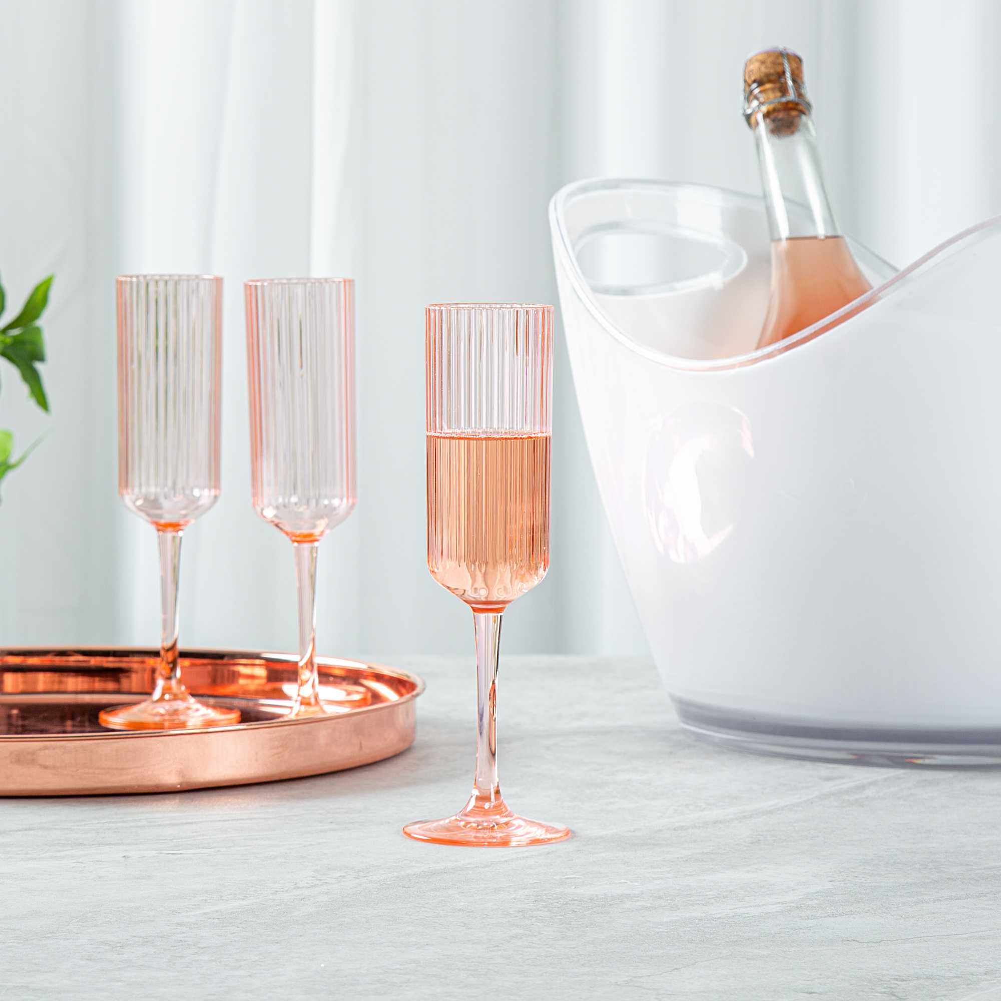 Bev Tek 6 oz Pink SAN Plastic Champagne Flute - 48 count box