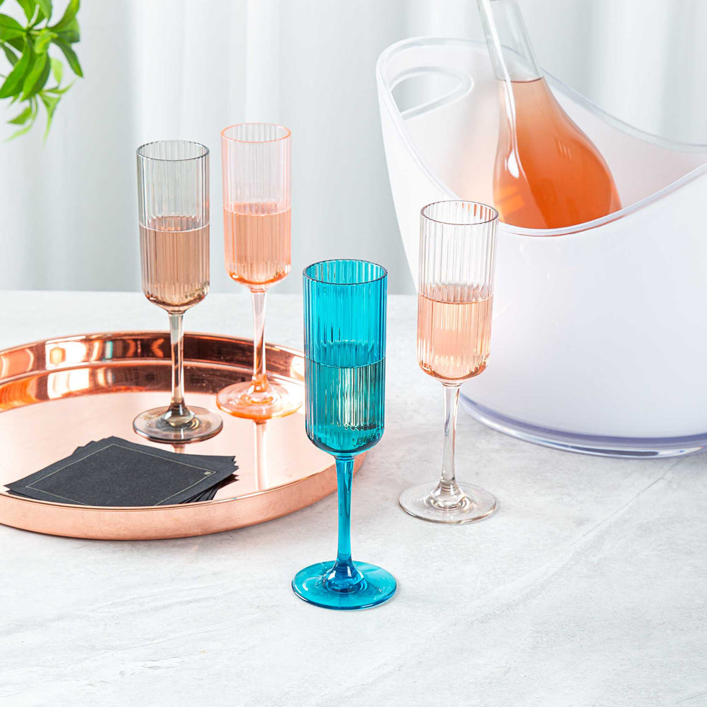 Bev Tek 6 oz Pink SAN Plastic Champagne Flute - 48 count box