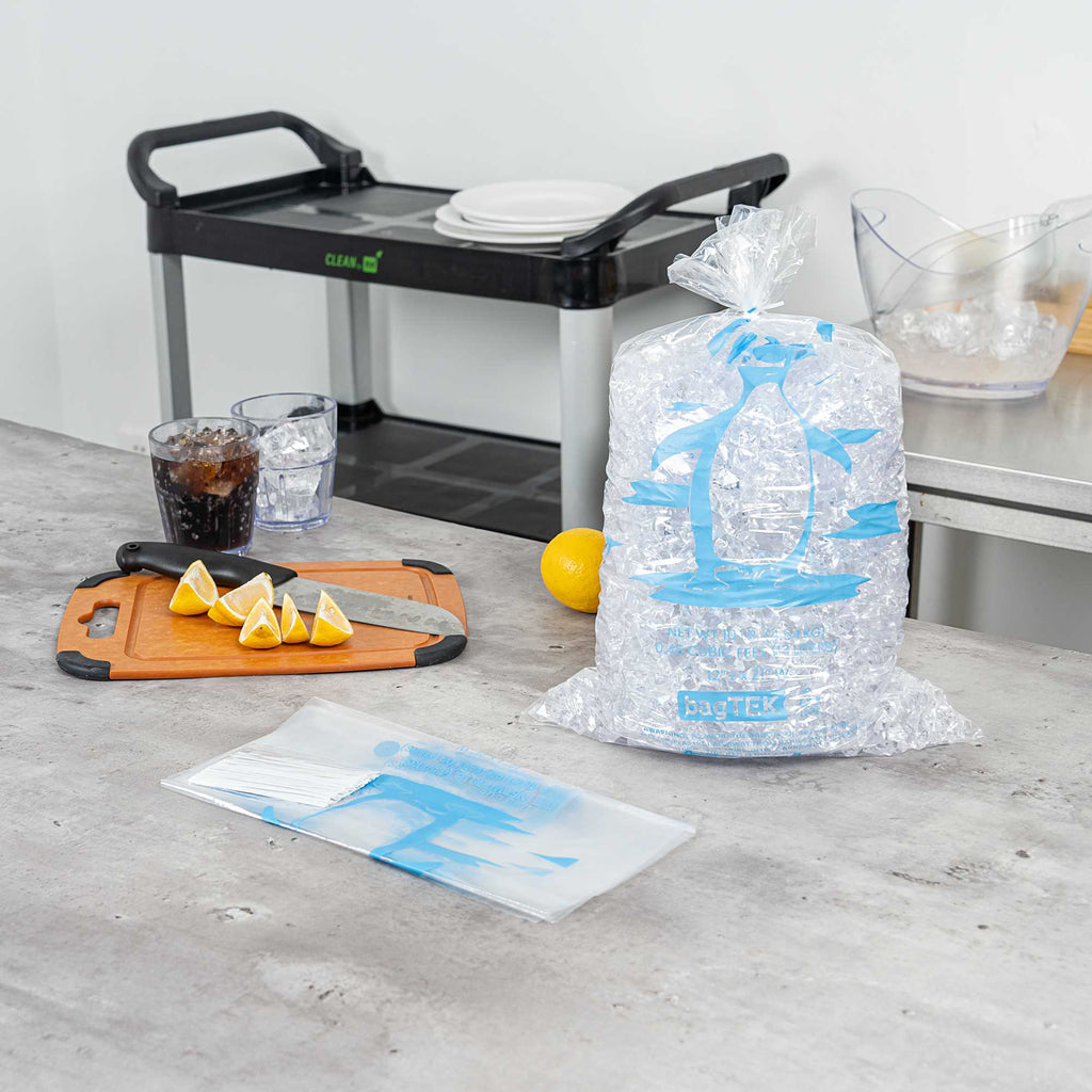 Bag Tek 10 Lb Clear Plastic Ice Bag - with Ice Print - 100 count box