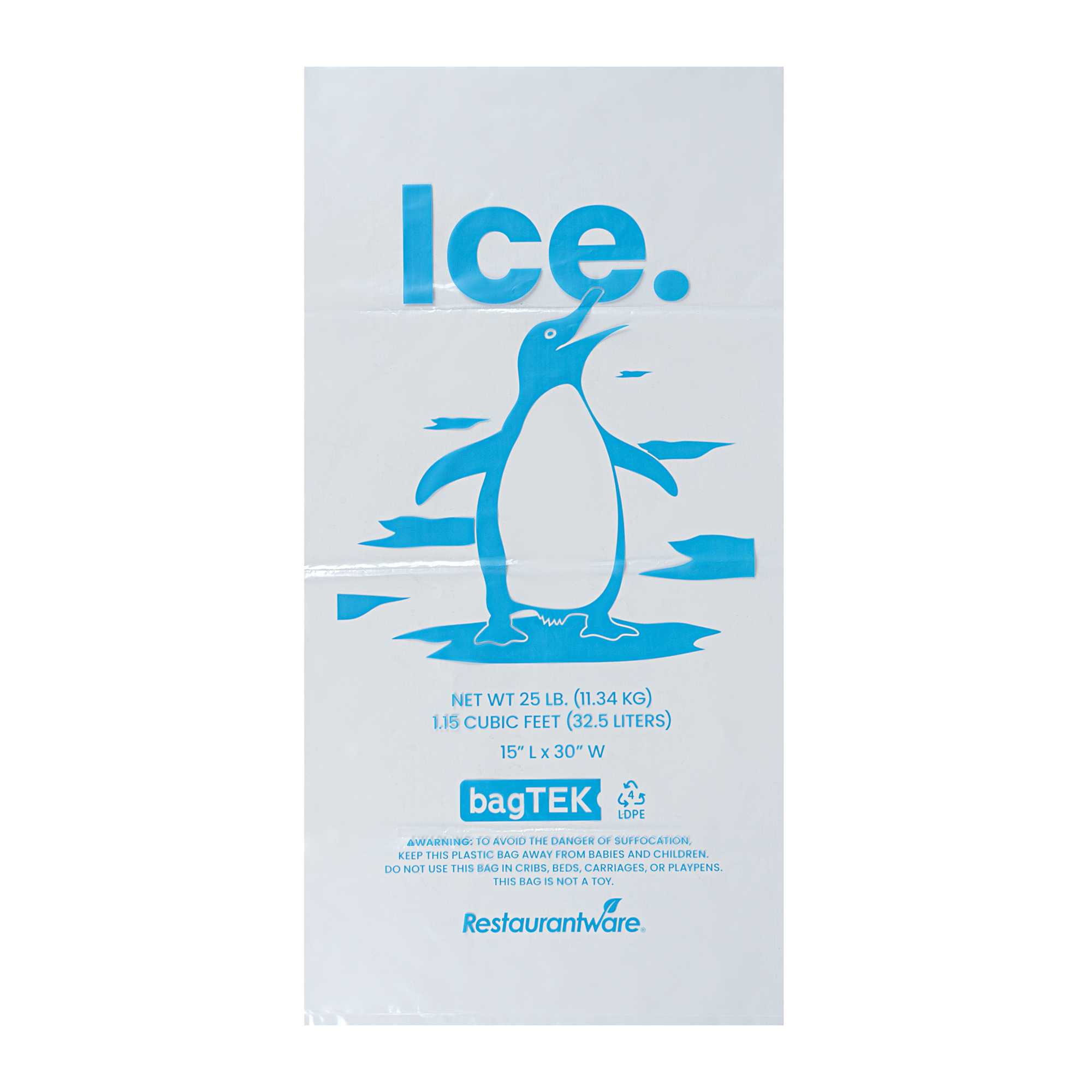Bag Tek 25 Lb Clear Plastic Ice Bag - with Ice Print - 500 count box
