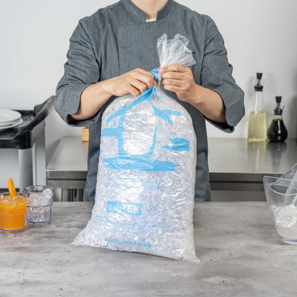 Bag Tek 25 Lb Clear Plastic Ice Bag - with Ice Print - 100 count box