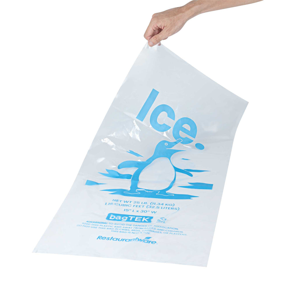 Bag Tek 25 Lb Clear Plastic Ice Bag - with Ice Print - 500 count box