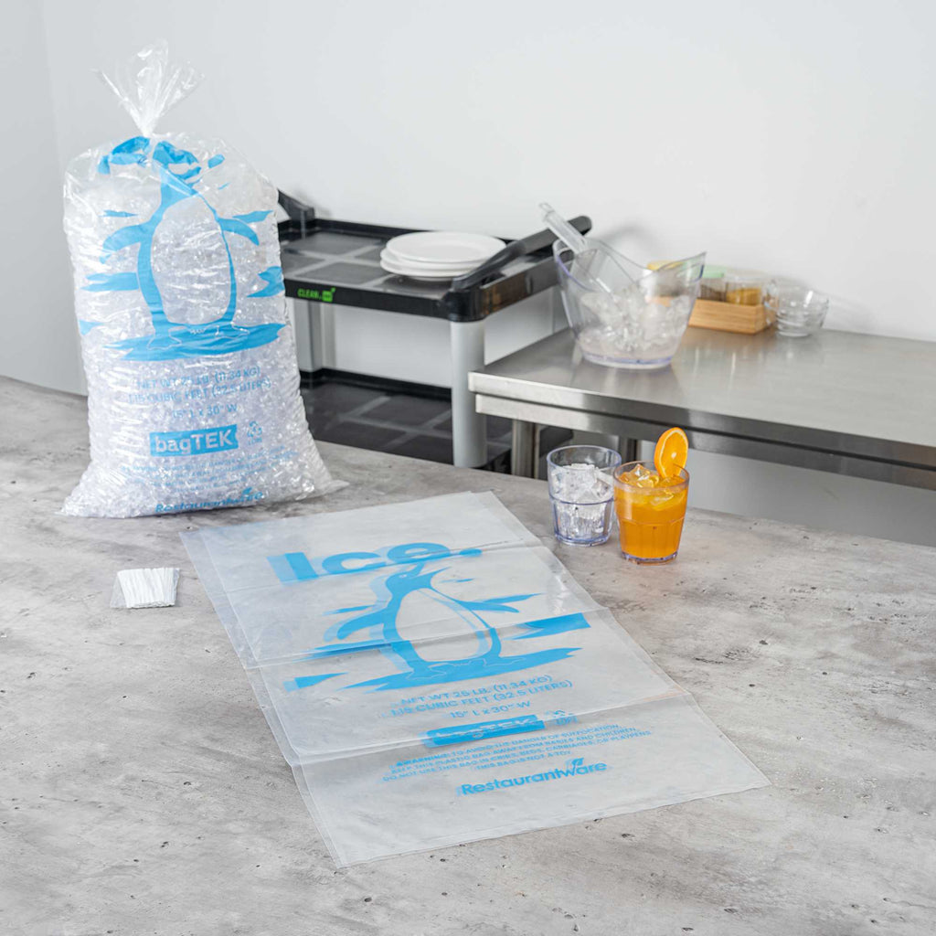 Bag Tek 25 Lb Clear Plastic Ice Bag - with Ice Print - 500 count box