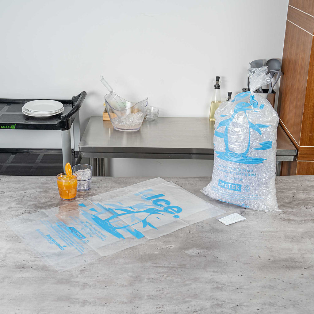 Bag Tek 25 Lb Clear Plastic Ice Bag - with Ice Print - 500 count box