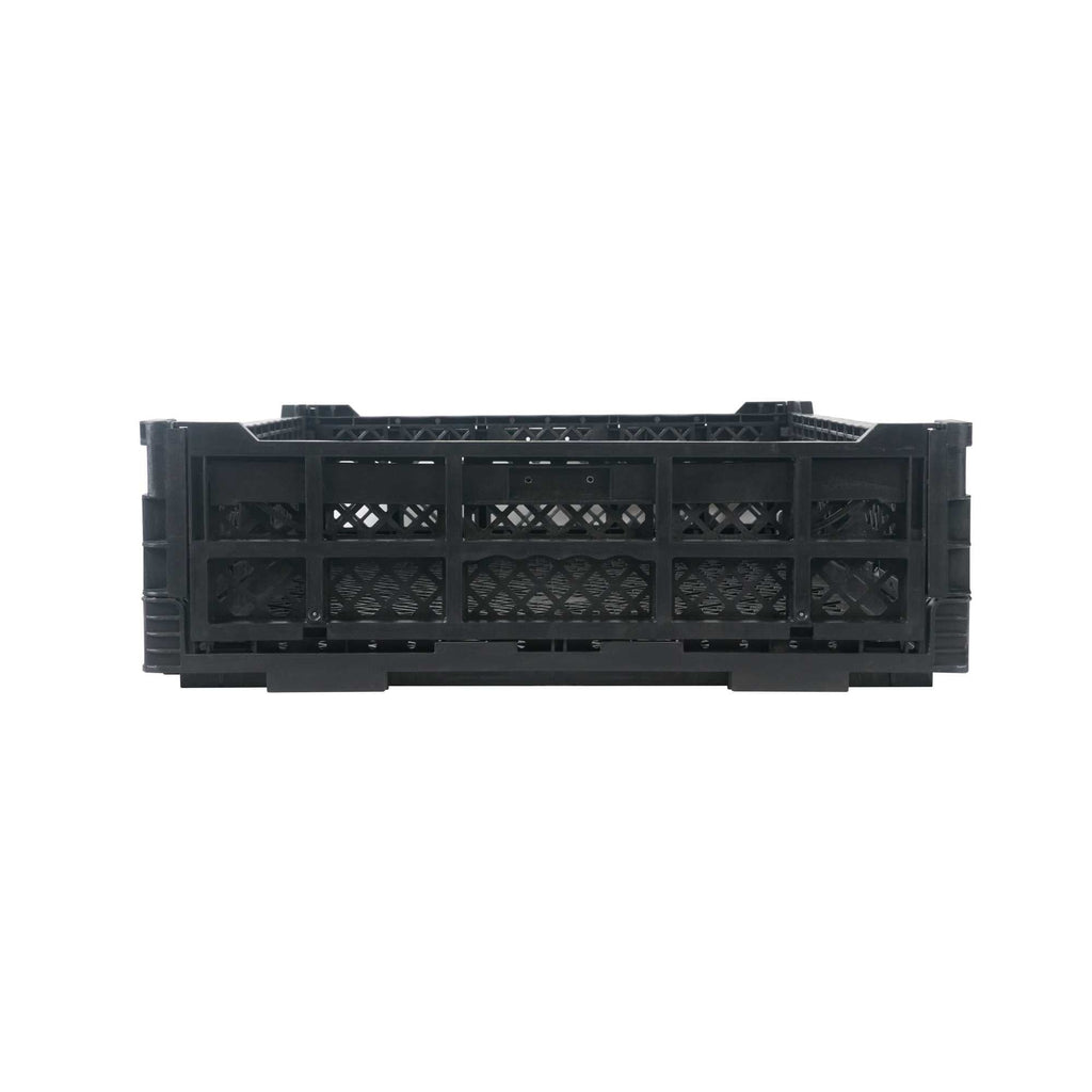 Cater Tek Rectangle Black Plastic Collapsible Crate - Vented, Stackable - 23 3/4" x 15 3/4" x 4 3/4" - 10 count box