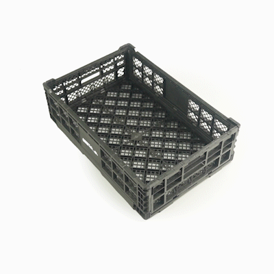 Cater Tek Rectangle Black Plastic Collapsible Crate - Vented, Stackable - 23 3/4" x 15 3/4" x 6 3/4" - 1 count box