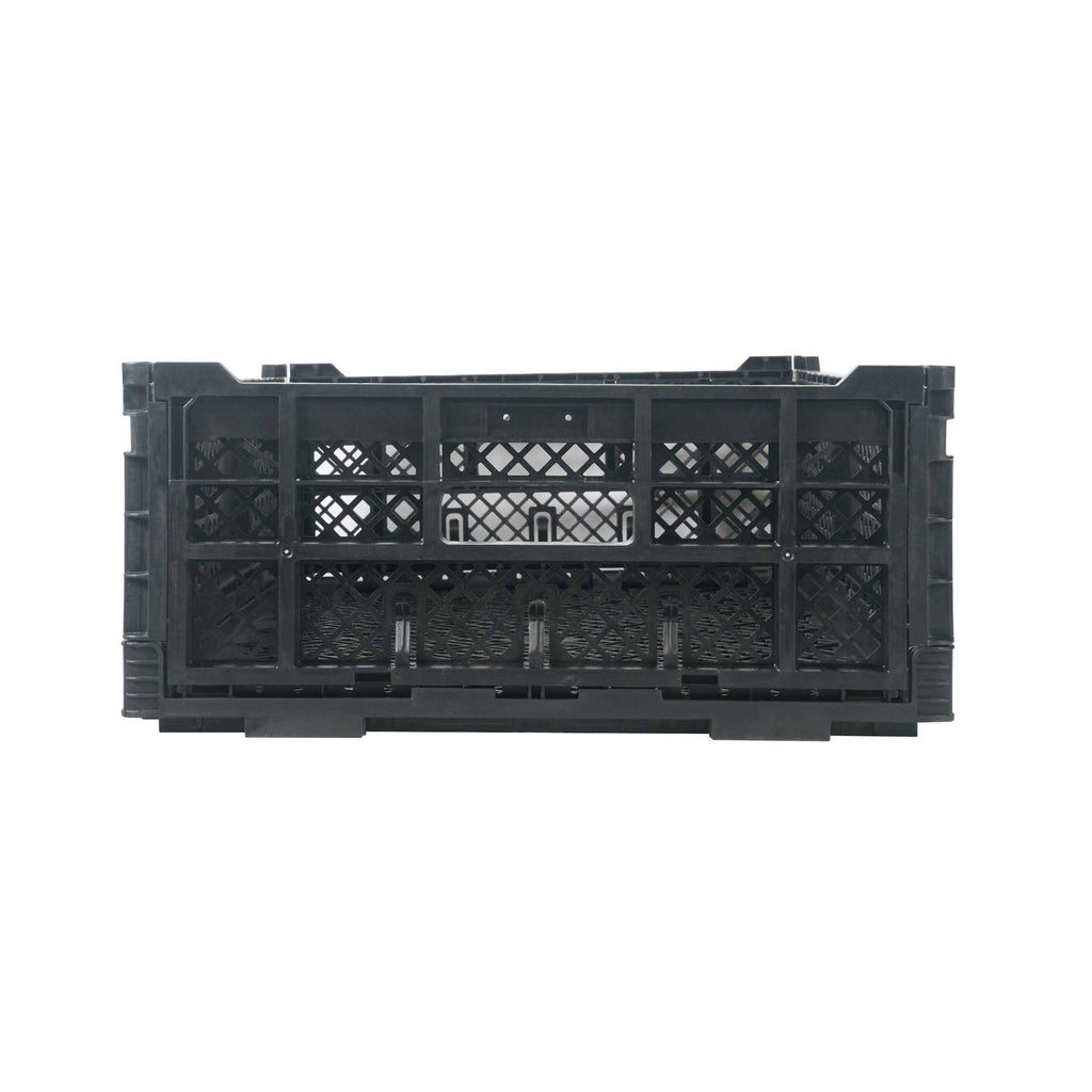 Cater Tek Rectangle Black Plastic Collapsible Crate - Vented, Stackable - 23 3/4" x 15 3/4" x 6 3/4" - 1 count box