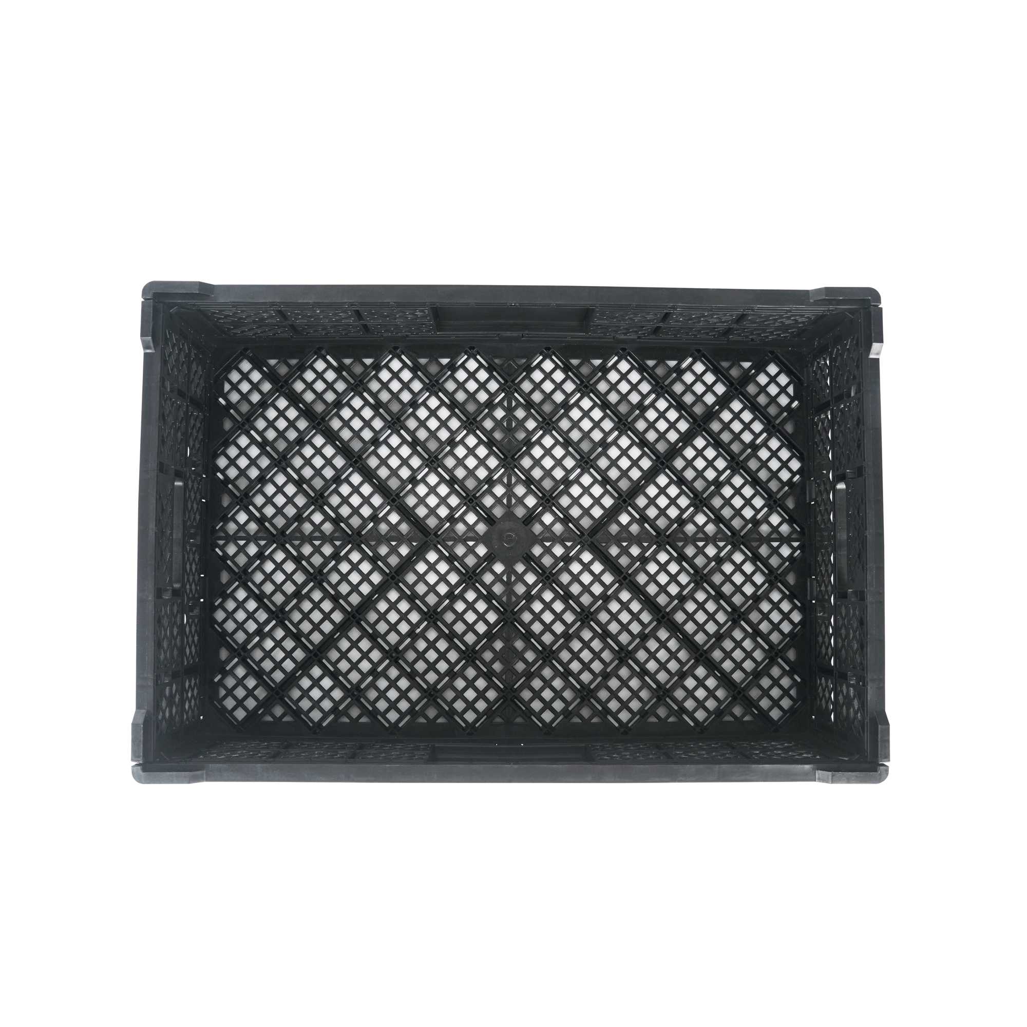 Cater Tek Rectangle Black Plastic Collapsible Crate - Vented, Stackable - 23 3/4" x 15 3/4" x 6 3/4" - 1 count box