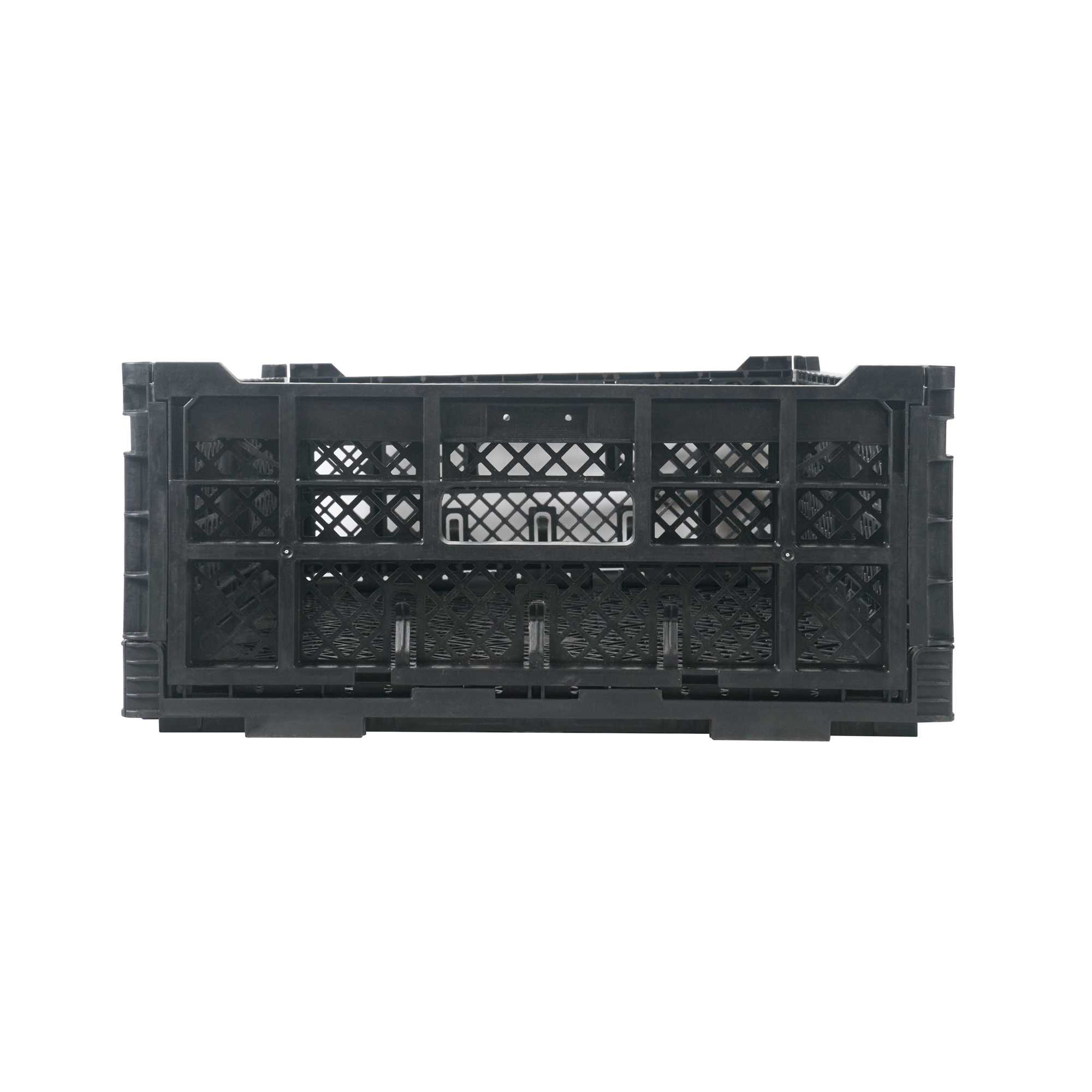 Cater Tek Rectangle Black Plastic Collapsible Crate - Vented, Stackable - 23 3/4" x 15 3/4" x 6 3/4" - 10 count box