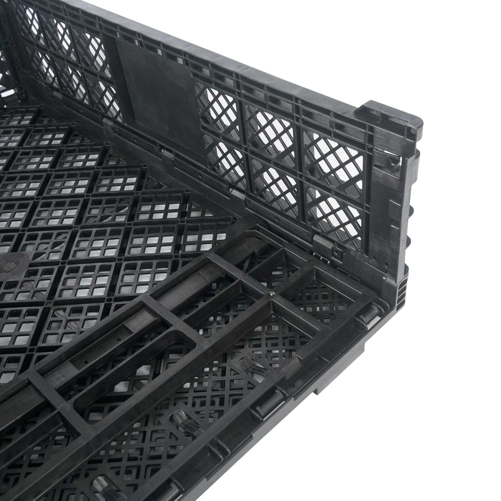 Cater Tek Rectangle Black Plastic Collapsible Crate - Vented, Stackable - 23 3/4" x 15 3/4" x 6 3/4" - 10 count box