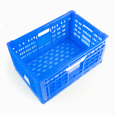 Cater Tek Rectangle Blue Plastic Collapsible Crate - Vented, Stackable - 23 3/4" x 15 3/4" x 11 3/4" - 1 count box