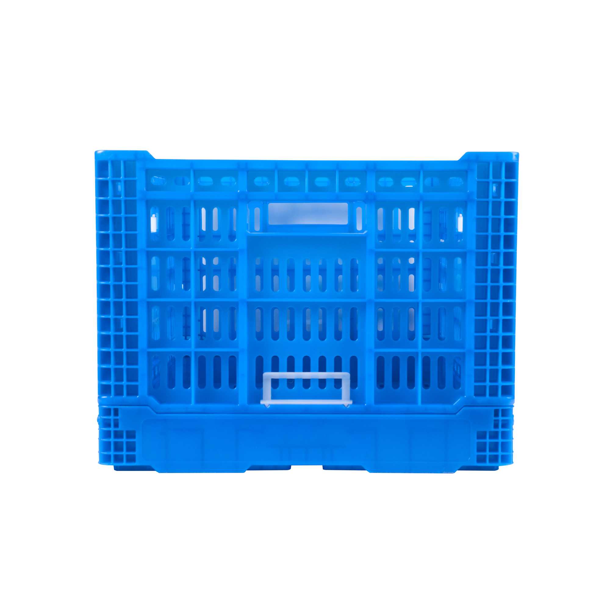 Cater Tek Rectangle Blue Plastic Collapsible Crate - Vented, Stackable - 23 3/4" x 15 3/4" x 11 3/4" - 10 count box