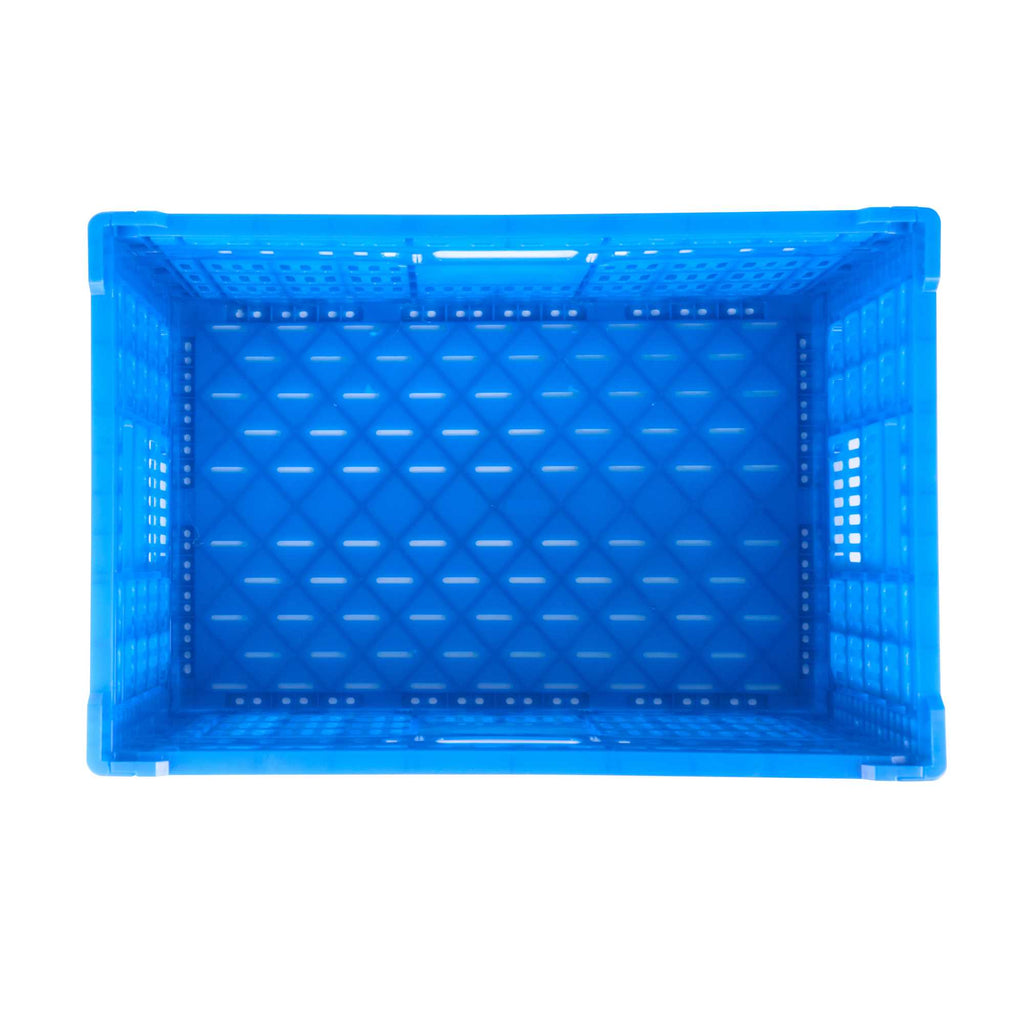Cater Tek Rectangle Blue Plastic Collapsible Crate - Vented, Stackable - 23 3/4" x 15 3/4" x 11 3/4" - 10 count box