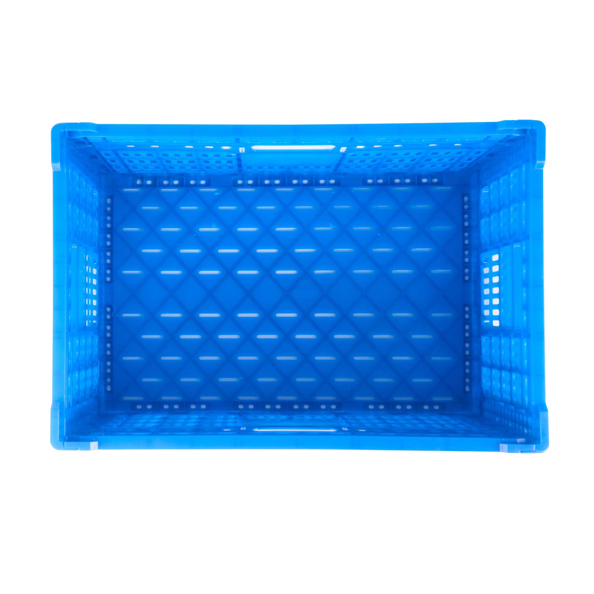Cater Tek Rectangle Blue Plastic Collapsible Crate - Vented, Stackable - 23 3/4" x 15 3/4" x 11 3/4" - 10 count box