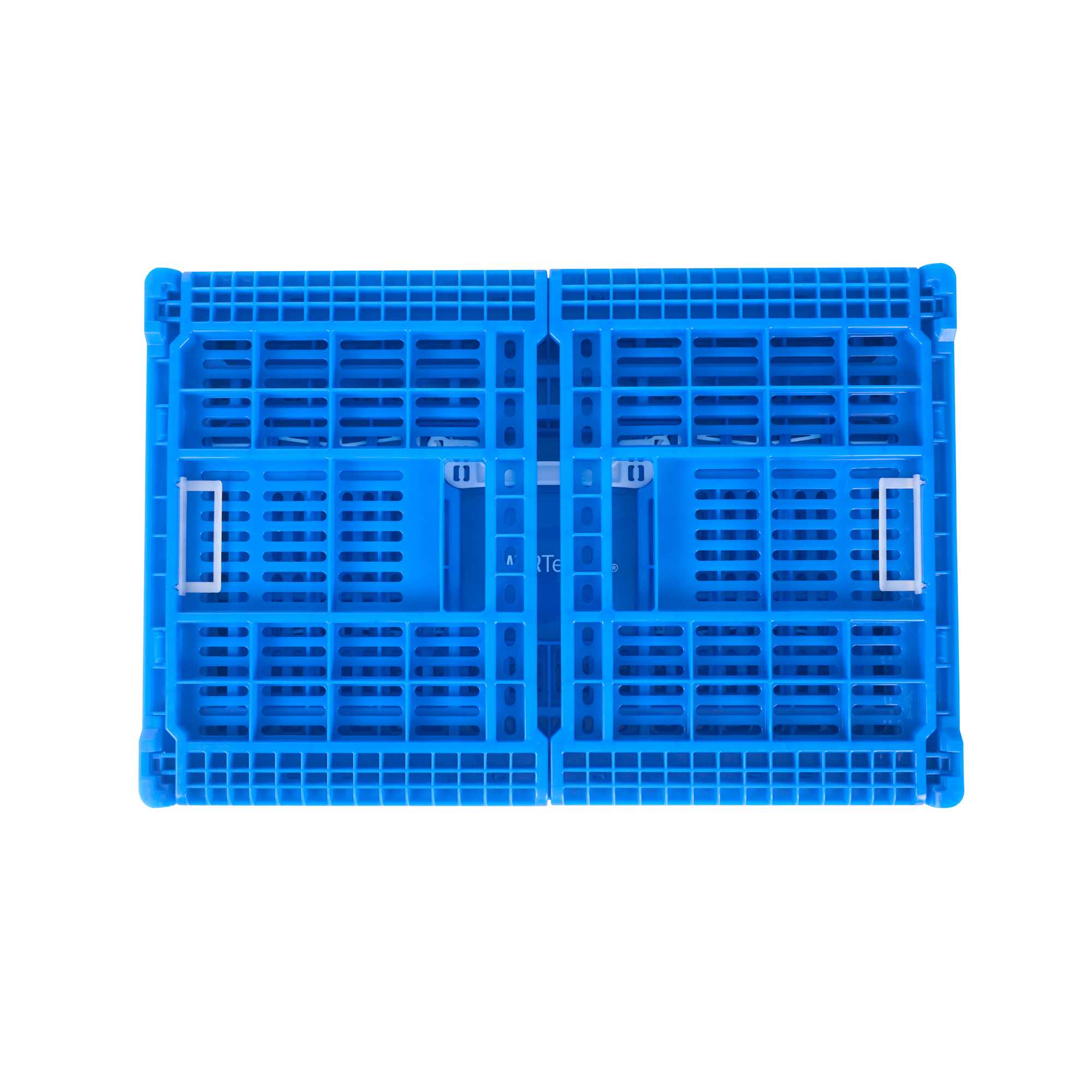 Cater Tek Rectangle Blue Plastic Collapsible Crate - Vented, Stackable - 23 3/4" x 15 3/4" x 13 1/2" - 1 count box