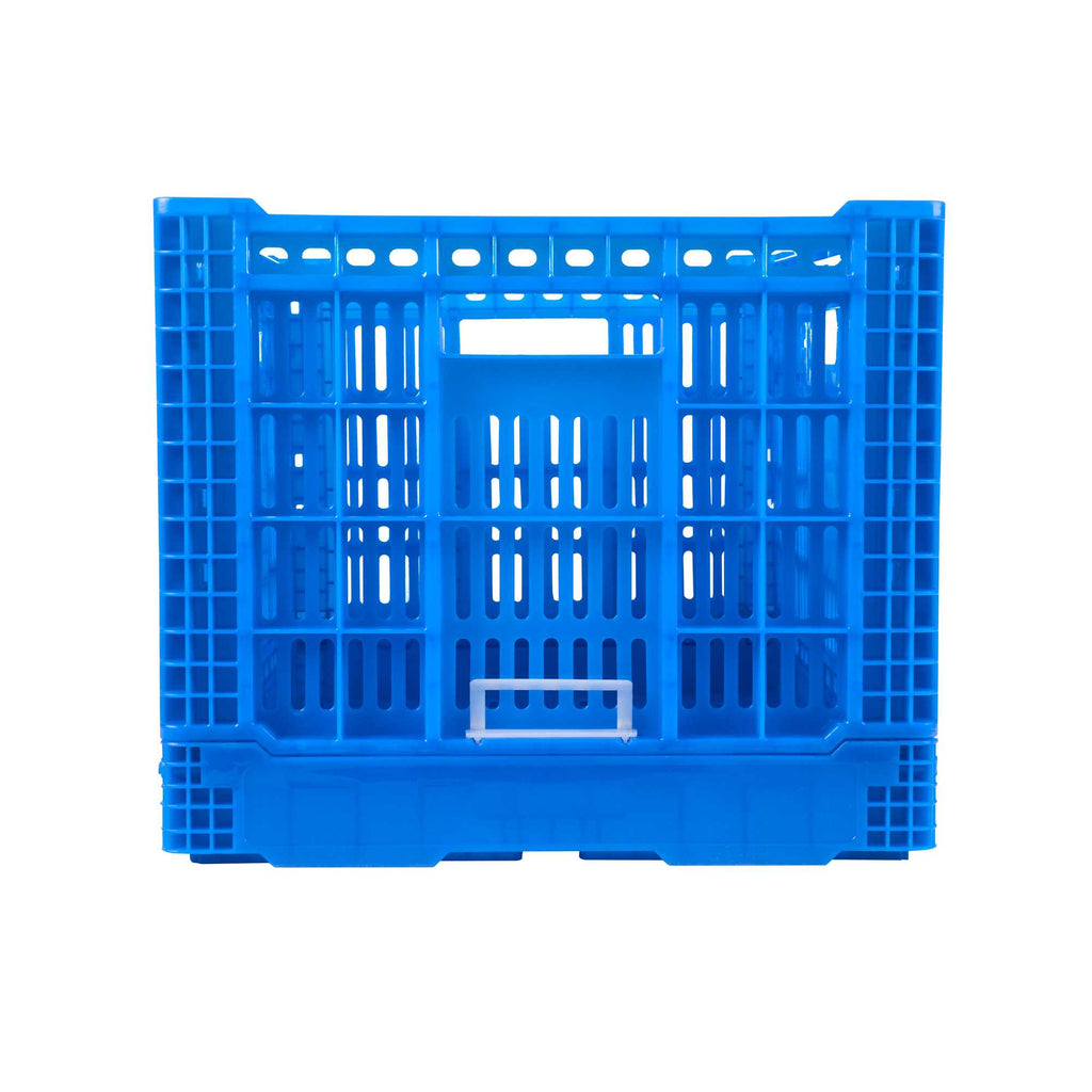 Cater Tek Rectangle Blue Plastic Collapsible Crate - Vented, Stackable - 23 3/4" x 15 3/4" x 13 1/2" - 10 count box