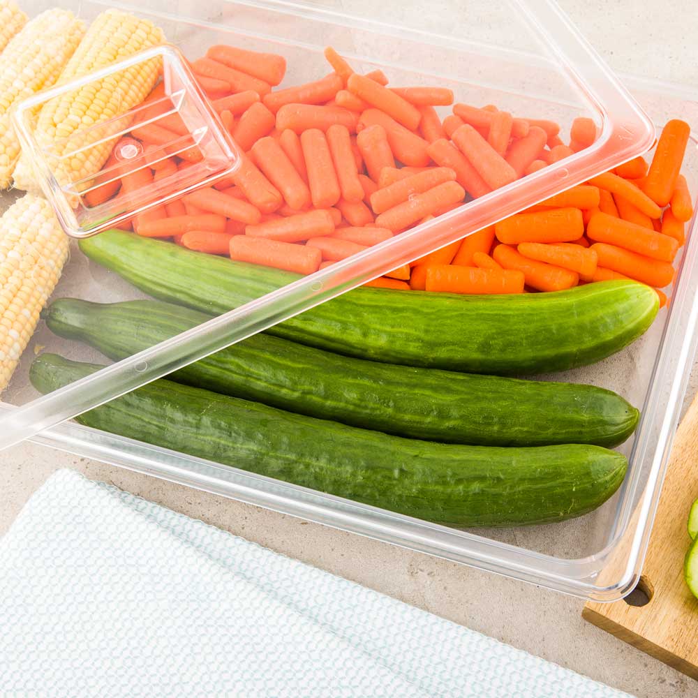Met Lux Rectangle Clear Plastic Full Size Cold Food Storage Container - 2.5" Depth - 10 count box