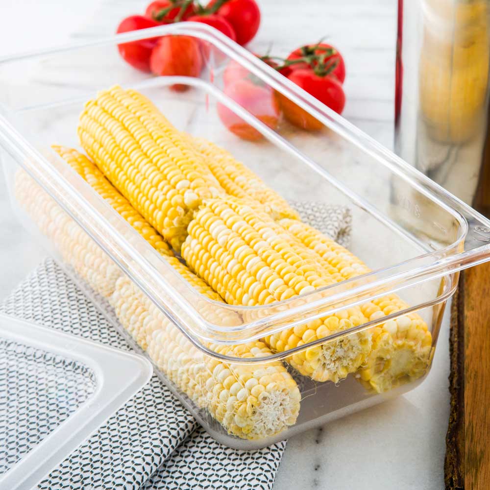 Met Lux Rectangle Clear Plastic 1/3 Size Cold Food Storage Container - 4" Depth - 1 count box