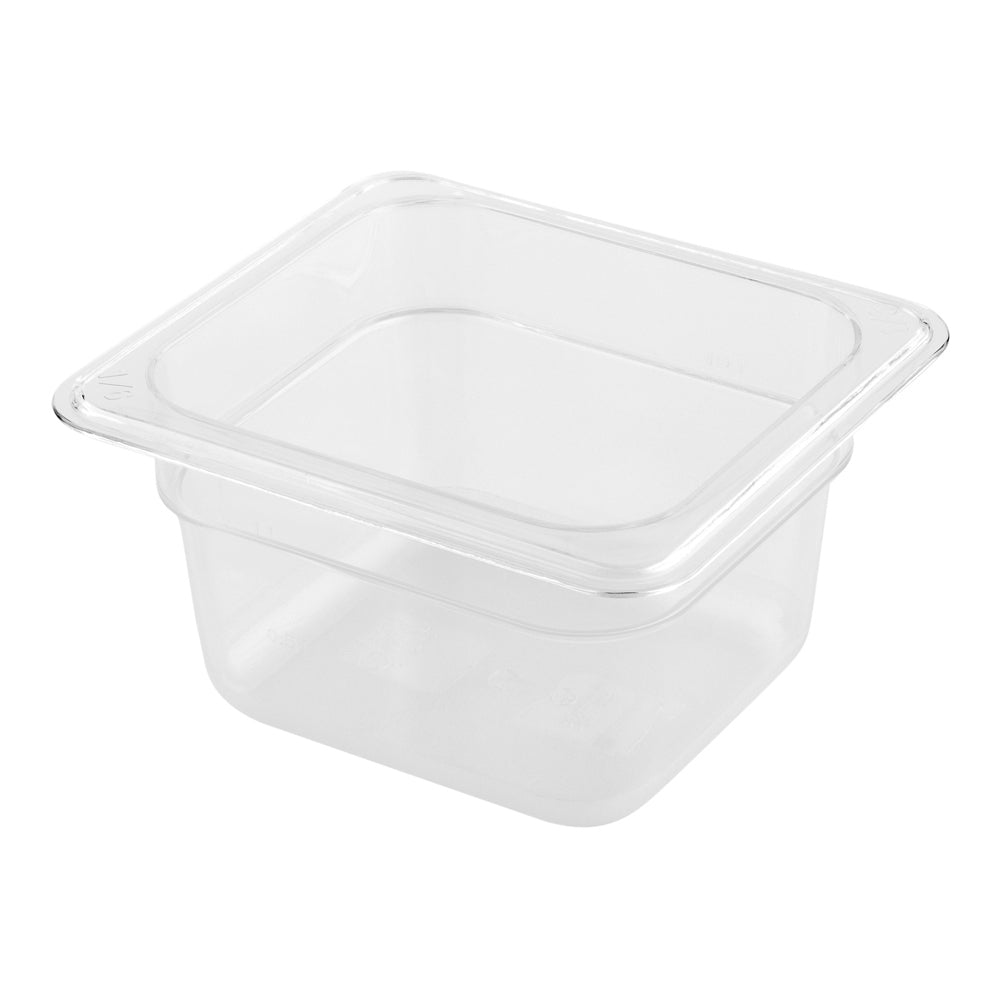 Met Lux Rectangle Clear Plastic 1/6 Size Cold Food Storage Container - 4" Depth - 1 count box