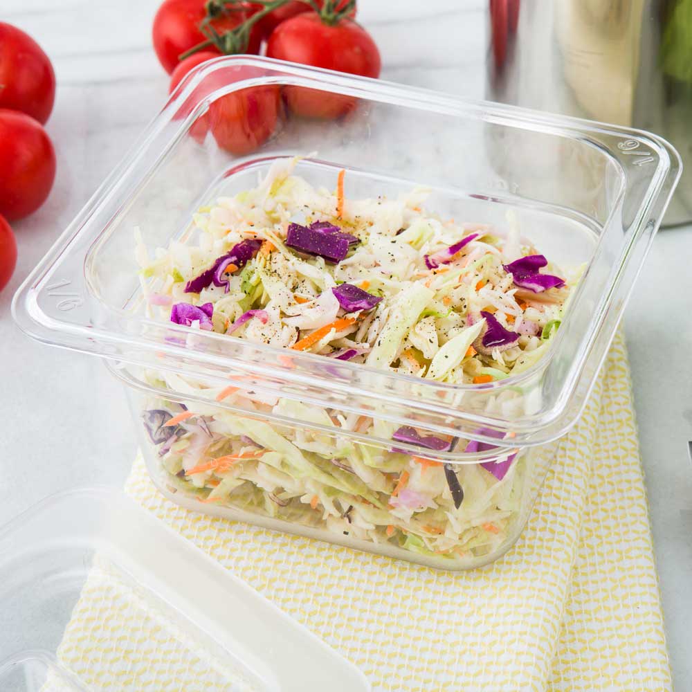 Met Lux Rectangle Clear Plastic 1/6 Size Cold Food Storage Container - 4" Depth - 1 count box