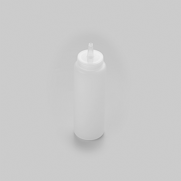 Sauce Tek 8 oz Clear Plastic Squeeze Bottle - Precision Tip - 2" x 2" x 7" - 6 count box
