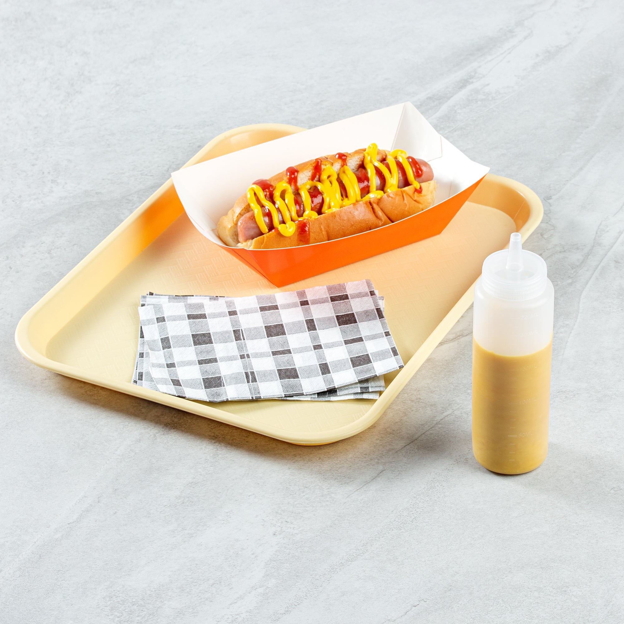 Sauce Tek 8 oz Clear Plastic Squeeze Bottle - Precision Tip - 2" x 2" x 7" - 6 count box