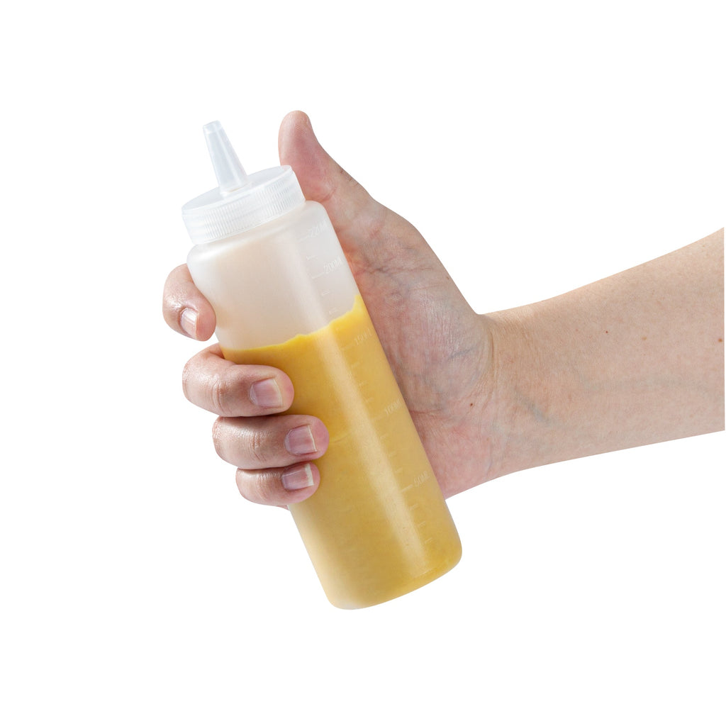 Sauce Tek 8 oz Clear Plastic Squeeze Bottle - Precision Tip - 2" x 2" x 7" - 1 count box