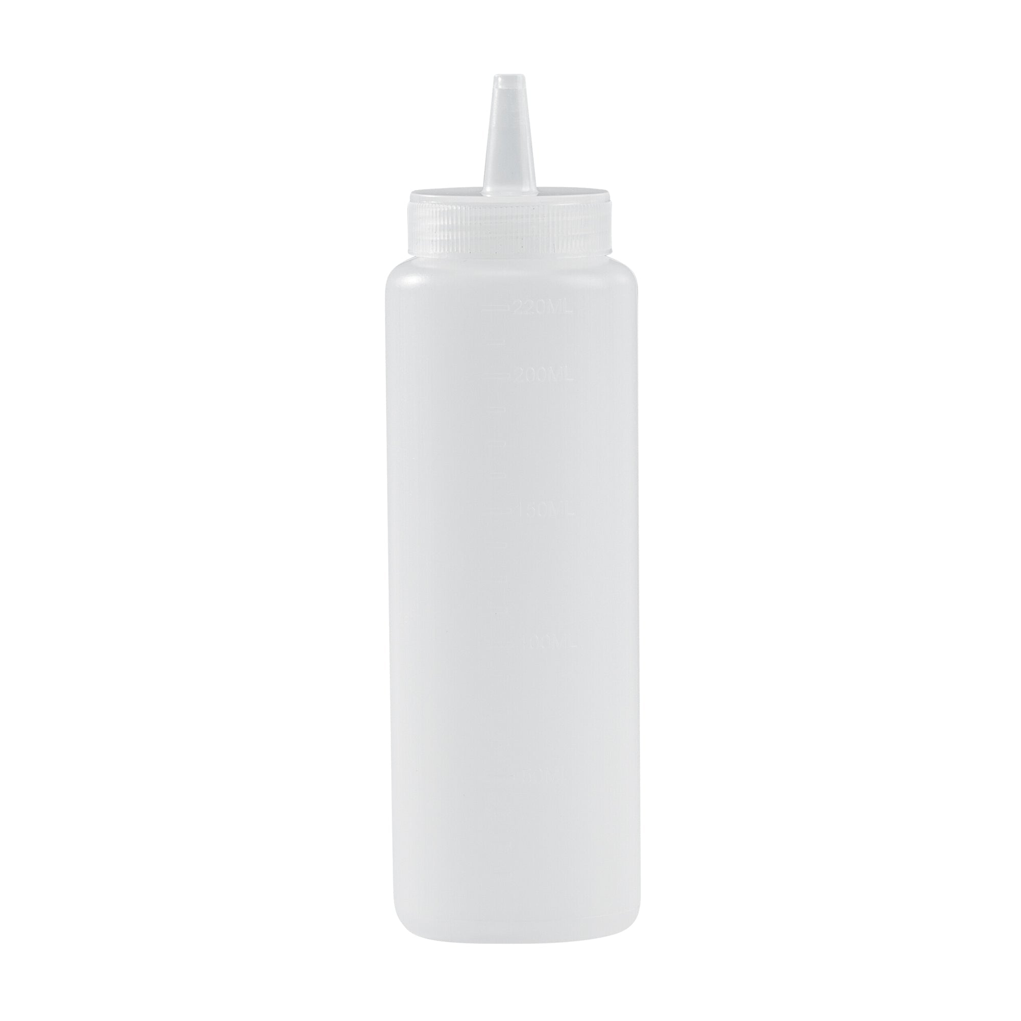 Sauce Tek 8 oz Clear Plastic Squeeze Bottle - Precision Tip - 2" x 2" x 7" - 1 count box