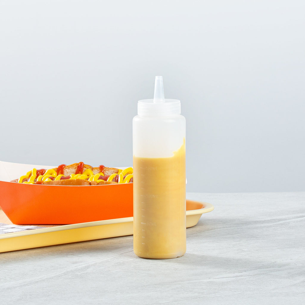 Sauce Tek 8 oz Clear Plastic Squeeze Bottle - Precision Tip - 2" x 2" x 7" - 1 count box