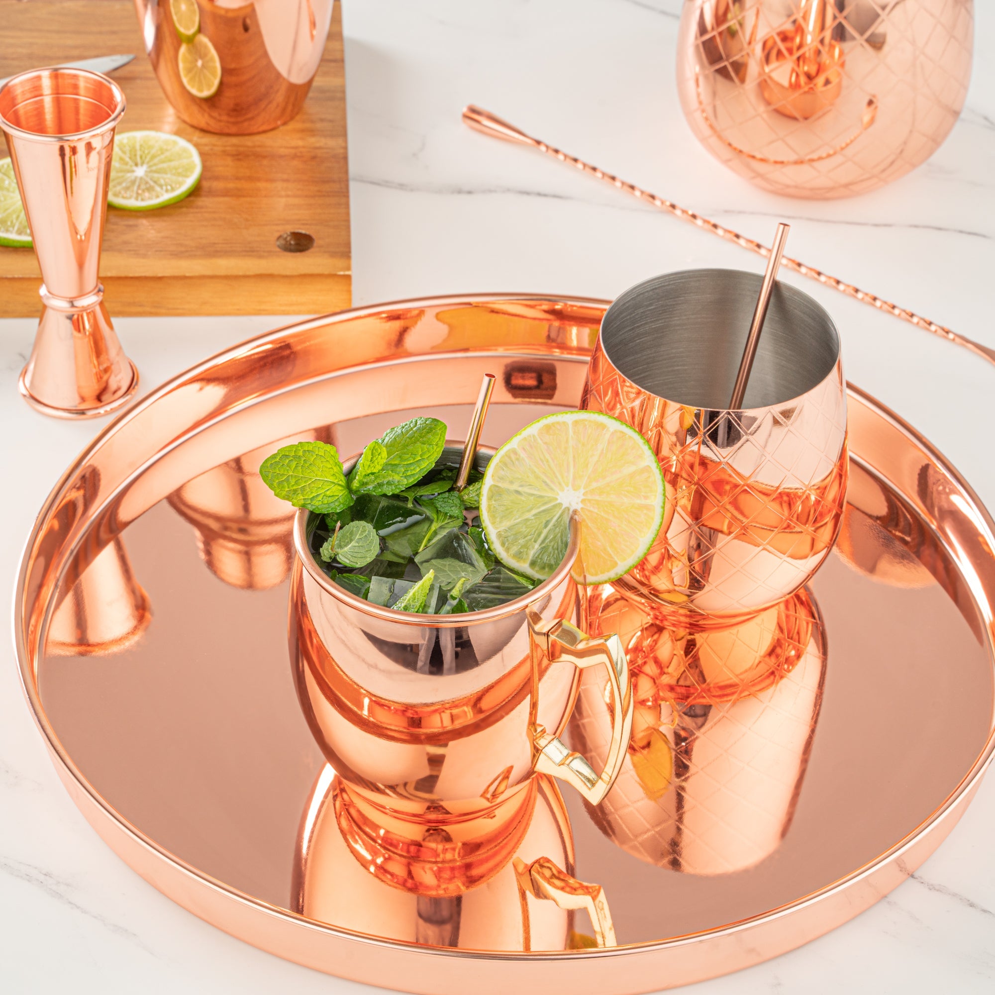 Bar Lux Copper-Plated Stainless Steel Straw - 5" - 2 count box