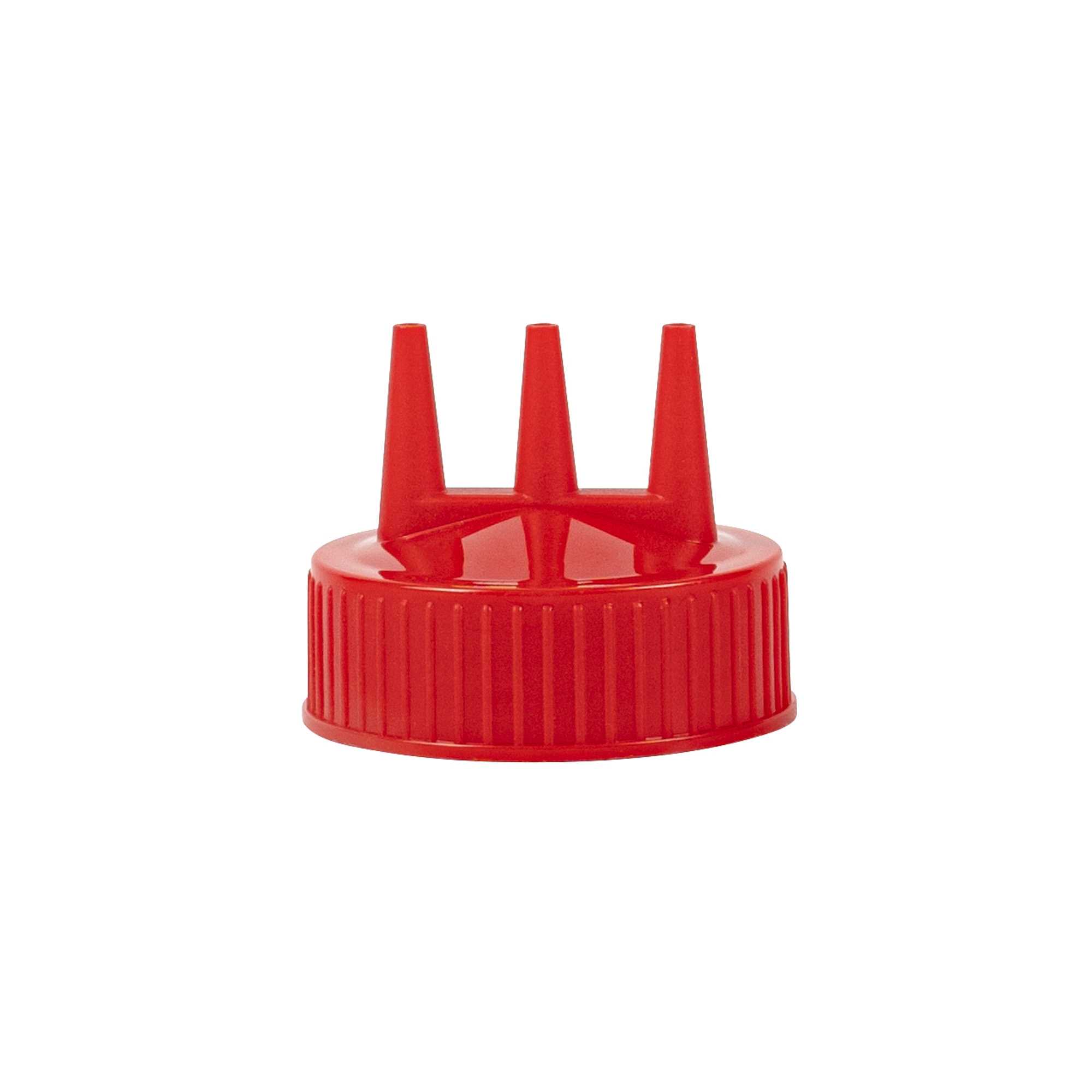 Sauce Tek 16 oz Red Plastic Ketchup Squeeze Bottle - with Triple Dispersion Tip - 6 count box