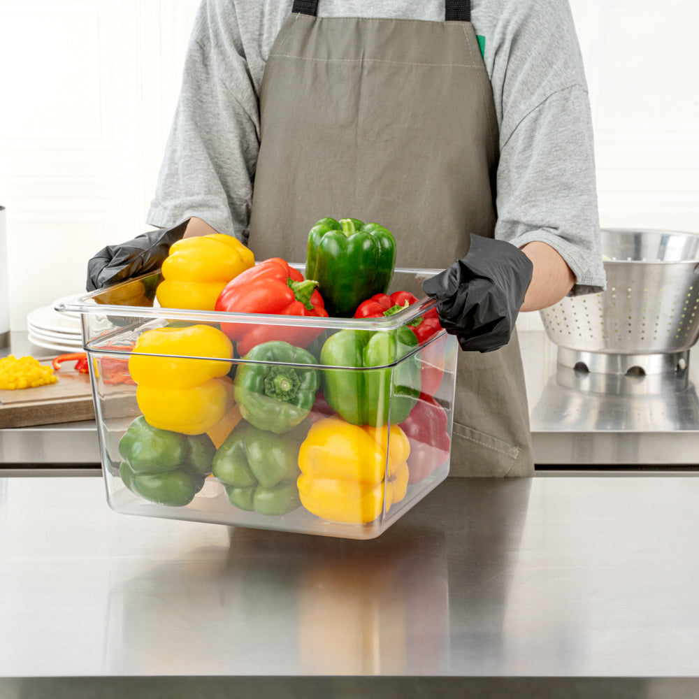 Met Lux Rectangle Clear Plastic 1/2 Size Cold Food Storage Container - 8" Depth - 1 count box