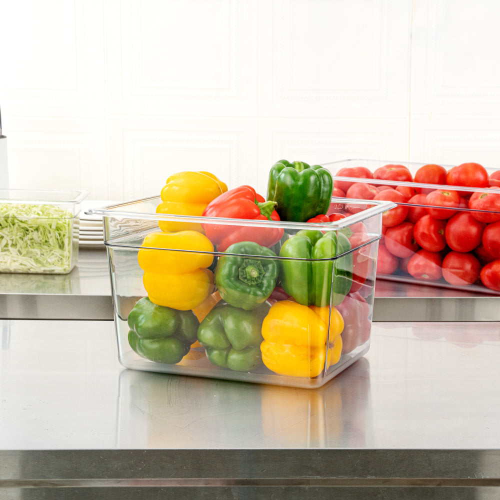 Met Lux Rectangle Clear Plastic 1/2 Size Cold Food Storage Container - 8" Depth - 1 count box