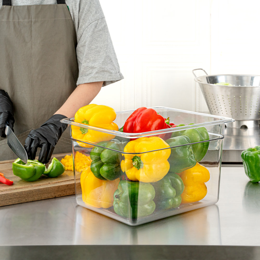 Met Lux Rectangle Clear Plastic 1/2 Size Cold Food Storage Container - 8" Depth - 10 count box