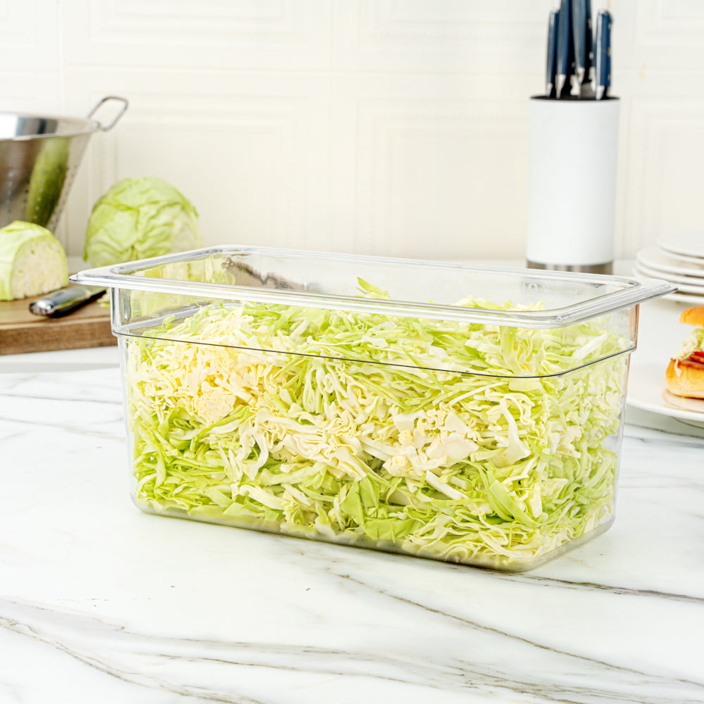 Met Lux Rectangle Clear Plastic 1/3 Size Cold Food Storage Container - 6" Depth - 1 count box