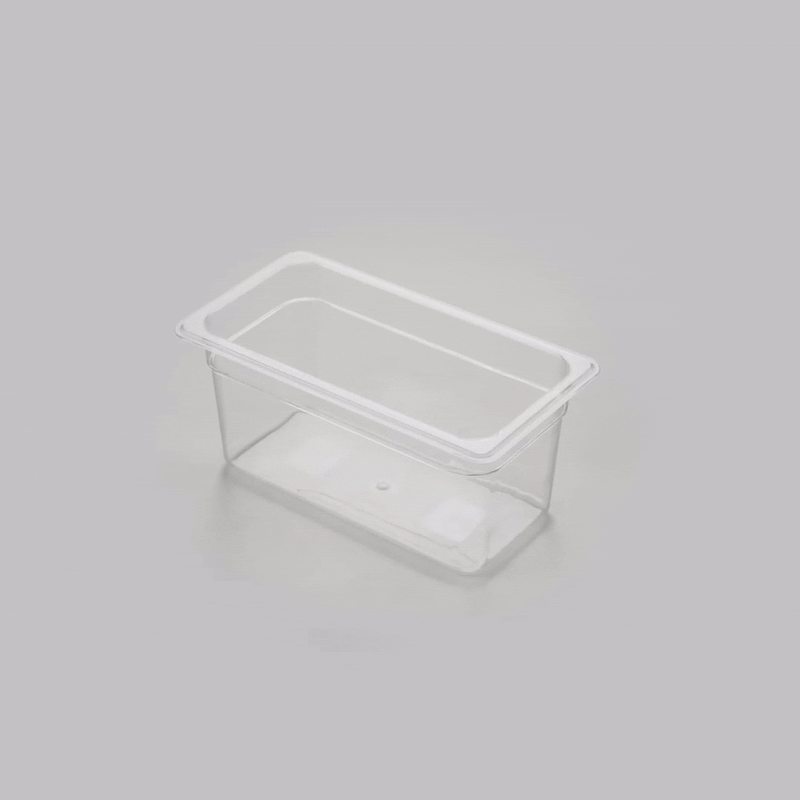 Met Lux Rectangle Clear Plastic 1/3 Size Cold Food Storage Container - 6" Depth - 1 count box