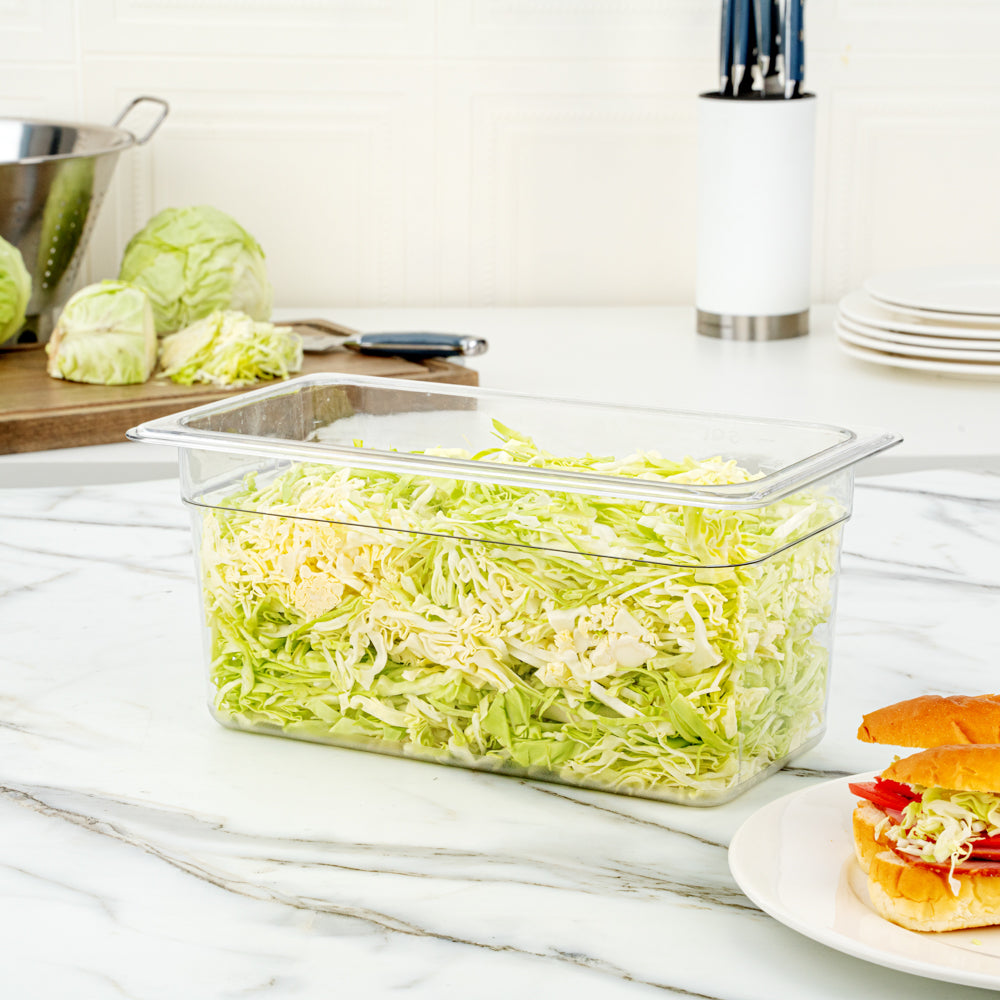Met Lux Rectangle Clear Plastic 1/3 Size Cold Food Storage Container - 6" Depth - 10 count box