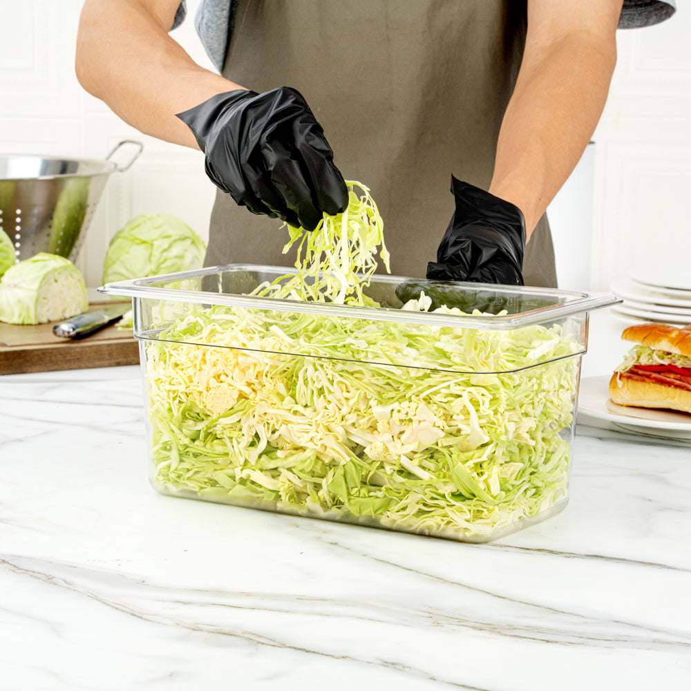 Met Lux Rectangle Clear Plastic 1/3 Size Cold Food Storage Container - 6" Depth - 10 count box