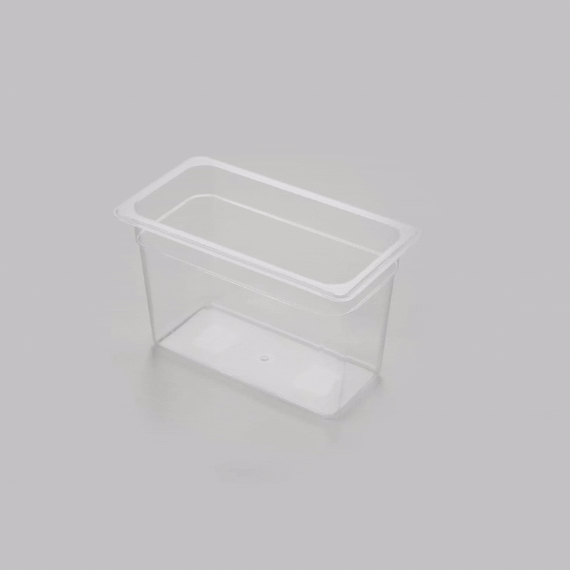 Met Lux Rectangle Clear Plastic 1/3 Size Cold Food Storage Container - 8" Depth - 10 count box