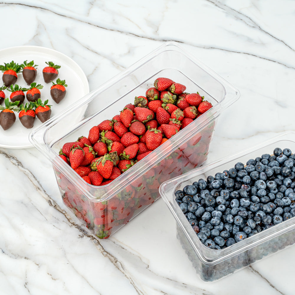 Met Lux Rectangle Clear Plastic 1/3 Size Cold Food Storage Container - 8" Depth - 10 count box