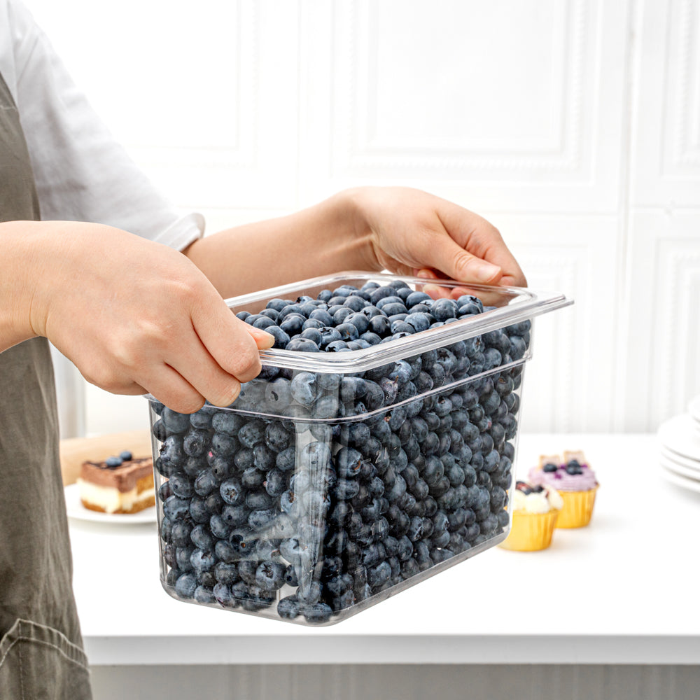 Met Lux Rectangle Clear Plastic 1/4 Size Cold Food Storage Container - 6" Depth - 1 count box