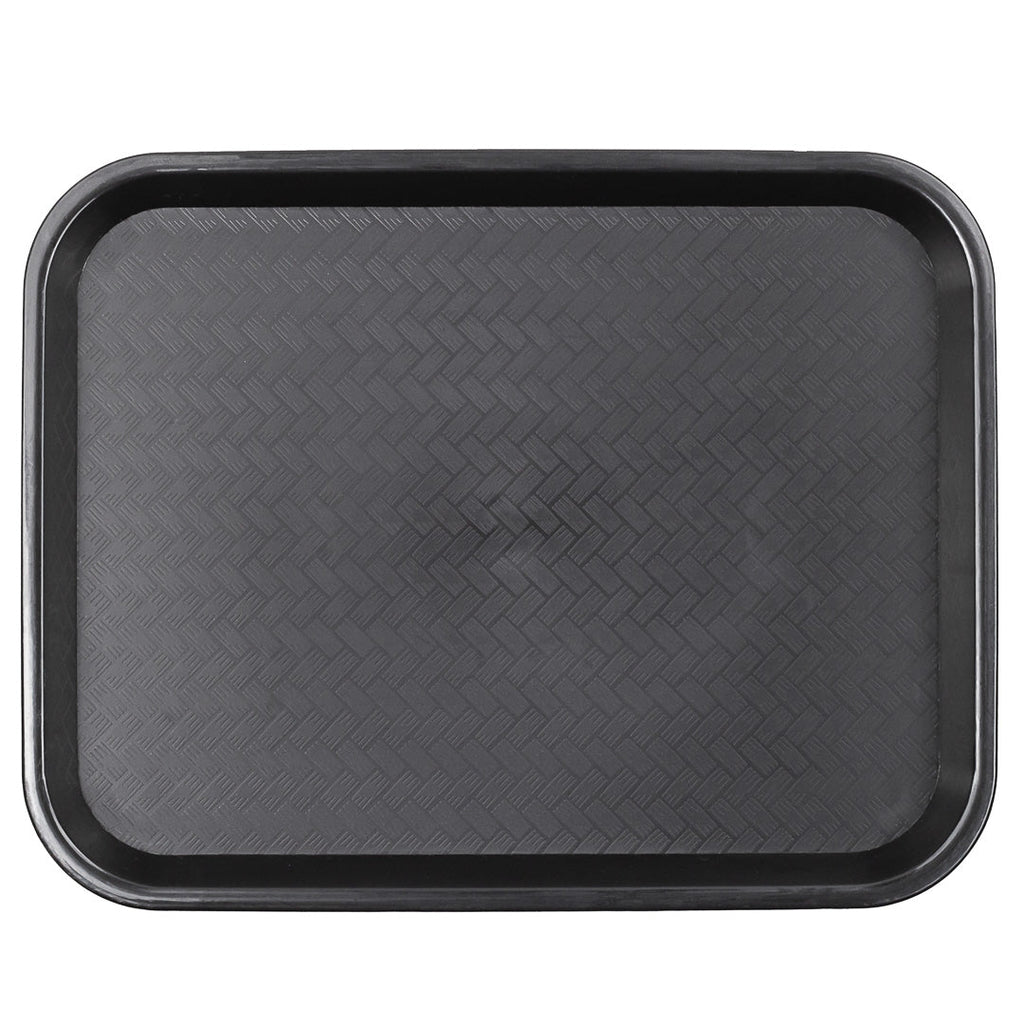 Chef 101 Rectangle Black Plastic Fast Food Tray - 10" x 14" - 50 count box